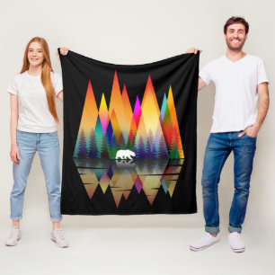 MOUNTAIN RAINBOW BEAR FLEECE BLANKET