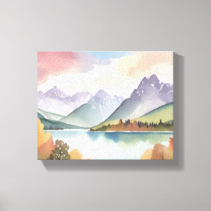 Mountain Range   Airy Nature Watercolor Landscape Canvas Print