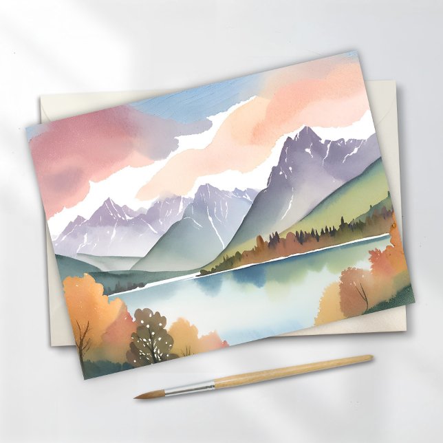 Mountain Range | Airy Nature Watercolor Landscape Postcard (Creator Uploaded)