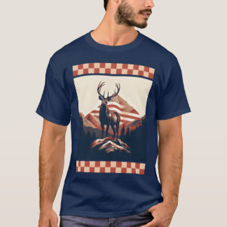 Mountain Range American Flag Rock Camo Deer Peak f T-Shirt