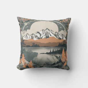 mountain range and landscape of lakes cushion