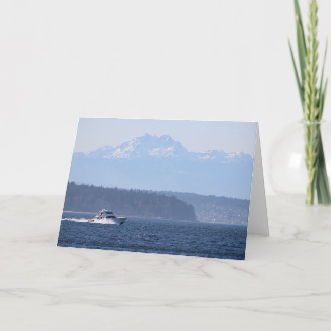 Mountain Range Oceanscape Blank Thank You Card (Front)