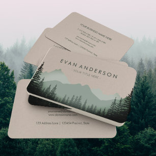 Mountain Range Pine Trees in Shades of Sage  Business Card