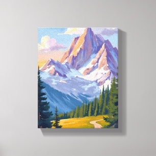 Mountain Range Watercolor Nature Painting Canvas Print