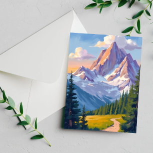 Mountain Range Watercolor Nature Painting Card