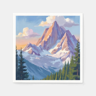 Mountain Range Watercolor Nature Painting Napkin