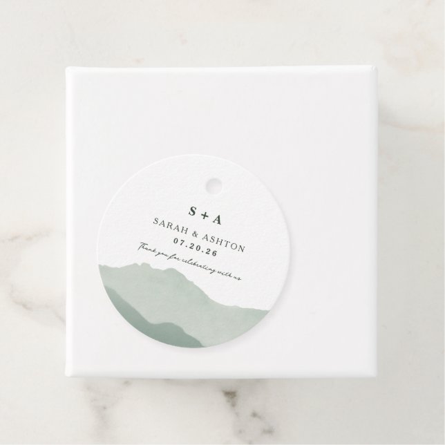 Mountain Range Wedding Invite Favour Tags (In Situ)