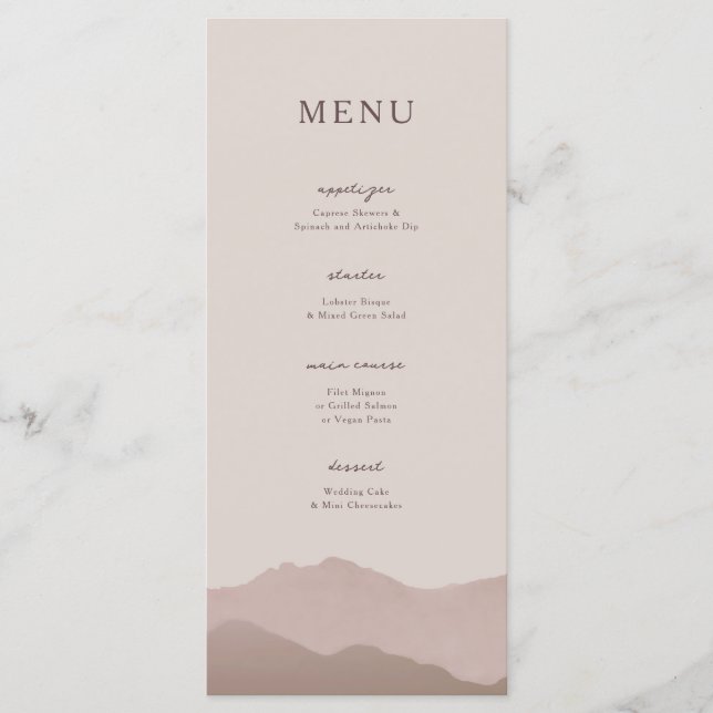 Mountain Range Wedding Menu (Front)