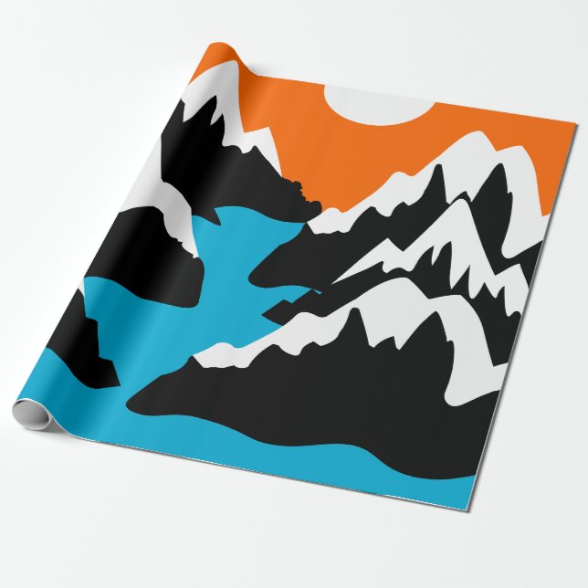 Mountain ranges lowing ranges river landscape   wrapping paper (Unrolled)