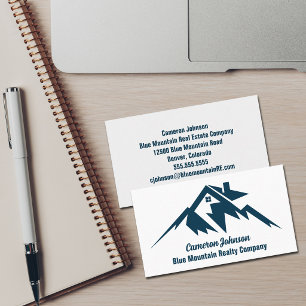 Mountain Real Estate Company Custom Blue White Business Card