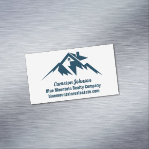 Mountain Real Estate Company Custom Blue White Magnetic Business Card
