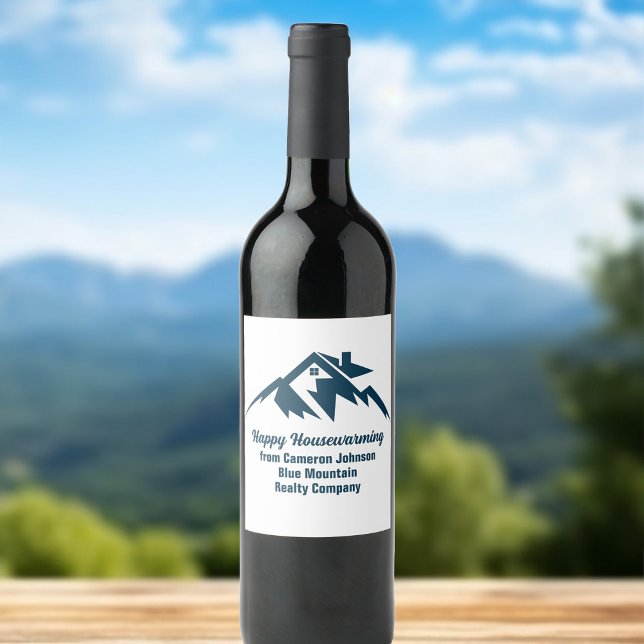 Mountain Real Estate Company Custom Marketing Wine Label (Creator Uploaded)