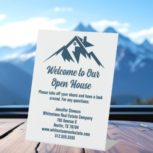 Mountain Real Estate Company Custom Open House Pedestal Sign