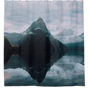 MOUNTAIN REFLECTION ON BODY OF WATER SHOWER CURTAIN