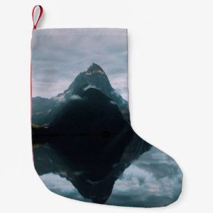 MOUNTAIN REFLECTION ON BODY OF WATER SMALL CHRISTMAS STOCKING