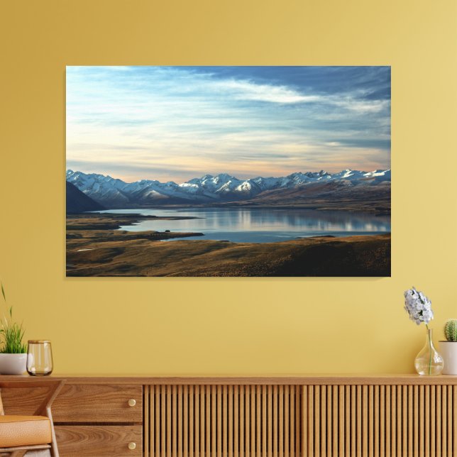Mountain Reflections – Peaceful Lakeside Horizon Canvas Print (Insitu(LivingRoom))