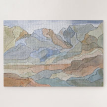 Mountain Regions Watercolor Line Art Print