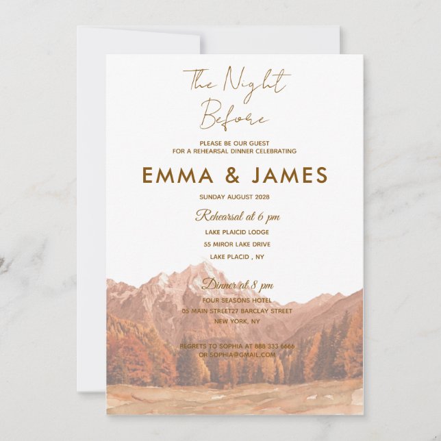 Mountain Rehearsal Dinner, Rustic Invitation (Front)