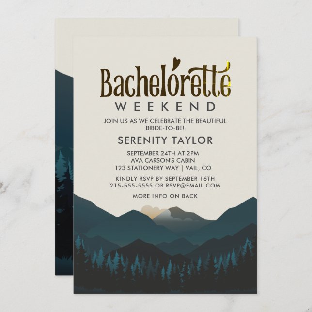 Mountain Retreat Bachelorette Weekend Invitation (Front/Back)