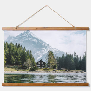Mountain Retreat – Lakeside Cabin Serenity Hanging Tapestry