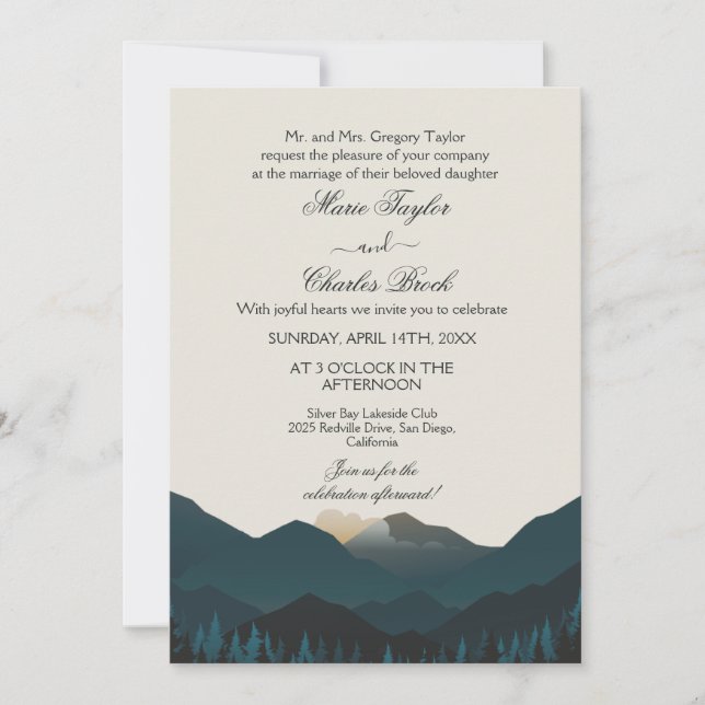 Mountain Retreat Wedding Invitation (Front)
