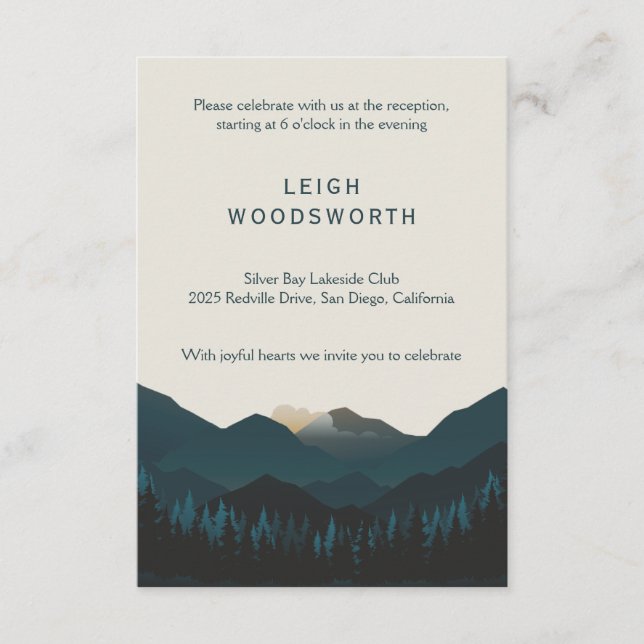 Mountain Retreat Wedding Reception Card (Front)