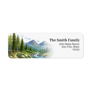 Mountain Return Address Labels Evergreen Forest