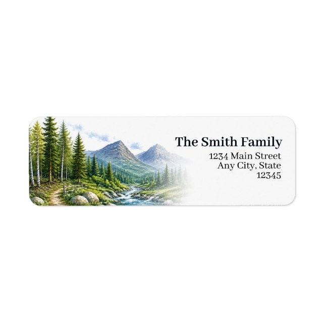 Mountain Return Address Labels | Evergreen Forest (Front)
