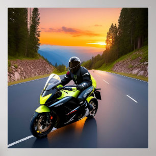 Mountain Ride Bike Scene For Motorcycle Lovers Poster