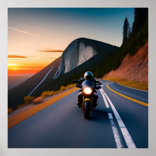 Mountain Ride Motorcycle View For Travel Lovers Poster