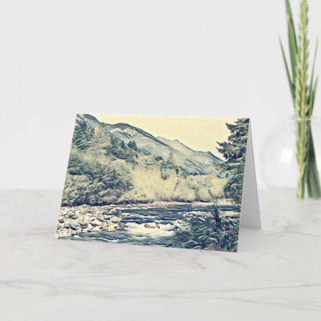 Mountain River - Blank Greeting Card (Front)