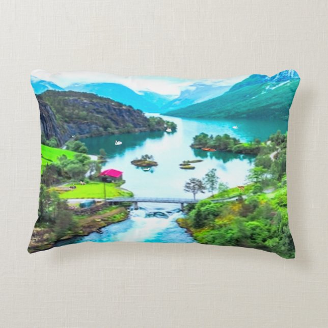 Mountain River Decorative Cushion (Back)