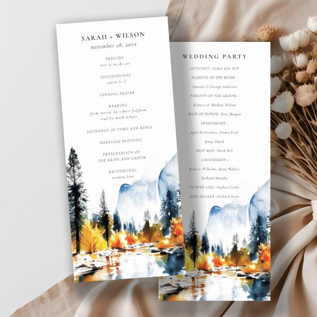 Mountain River Fall Landscape Wedding Program Invitation (Creator Uploaded)