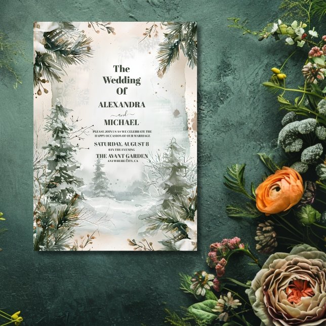 Mountain River Fall Winter Landscape Wedding Invitation (Creator Uploaded)