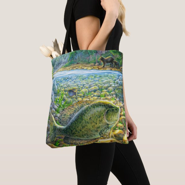 Mountain River Fish Tote Bag (Close Up)