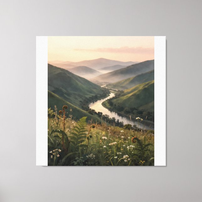 Mountain River Landscape Stretched Wall Art Print  (Front)