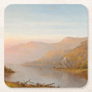 Mountain River Scene (Autumn of the Hudson) Square Paper Coaster