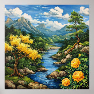 🌿 Mountain River Wall Art For Nature Home Decor