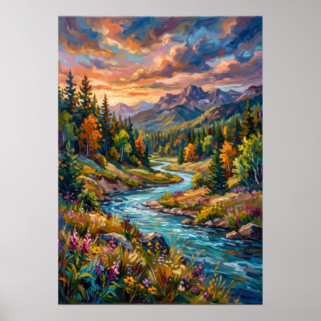 Mountain River Wildflower Poster (Front)