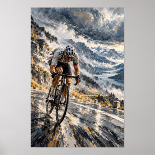 Mountain Road Cycling Dramatic Alpine Landscape Wa Poster