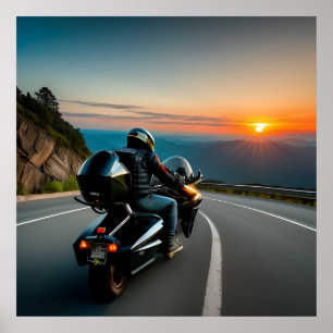 Mountain Road Ride Scene For Motorcycle Enthusiast Poster