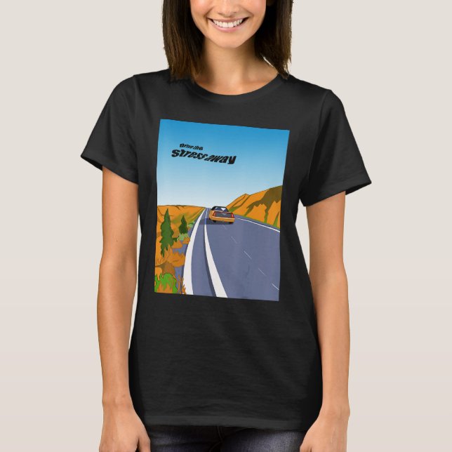 Mountain Road Trip for Car Enthusiasts and Stress  T-Shirt (Front)