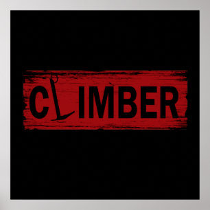 mountain rock Climbing climber climb design Poster