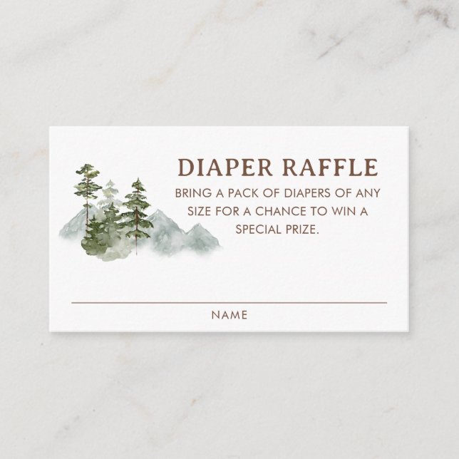 Mountain Rustic Woodland Diaper Raffle Ticket Enclosure Card (Front)