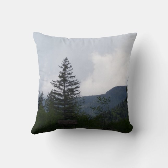 Mountain Scene Christmas Throw Pillow (Back)