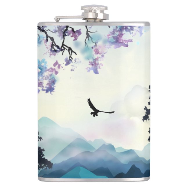 Mountain Scene Hip Flask (Front)