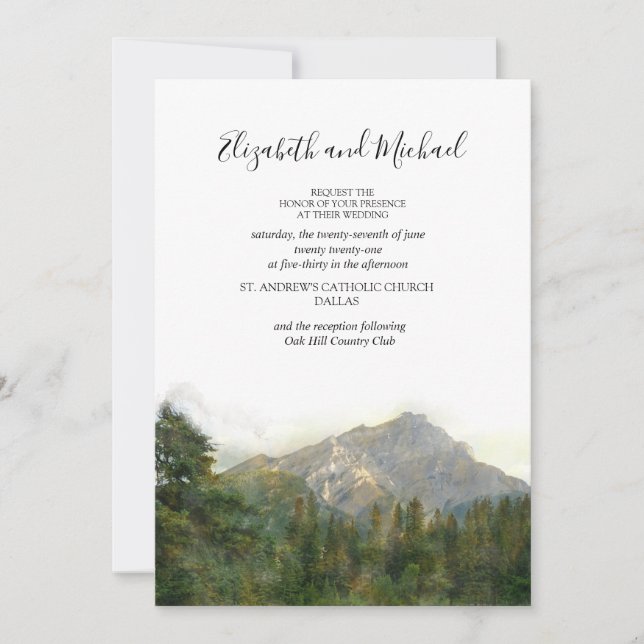 Mountain Scene Wedding Invitation (Front)