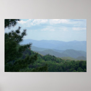 Mountain Scene with Tree Poster