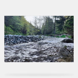 Mountain Scenic Autumn River - Wild Nature Romania Acrylic Sign