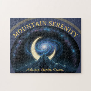 Mountain Serenity Cosmic Meditation, Crescent Moon Jigsaw Puzzle
